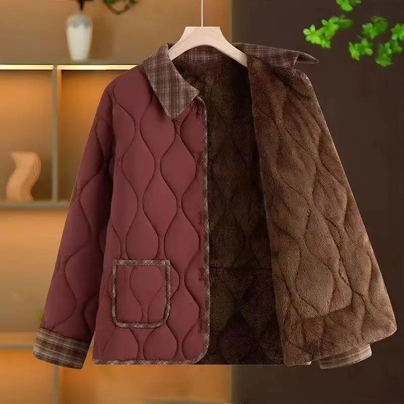 

Осень-зима, клетчатая подкладка, универсальная легкая хлопковая куртка на одной пуговице, одежда для мамы, повседневная одежда для поездок на работу...