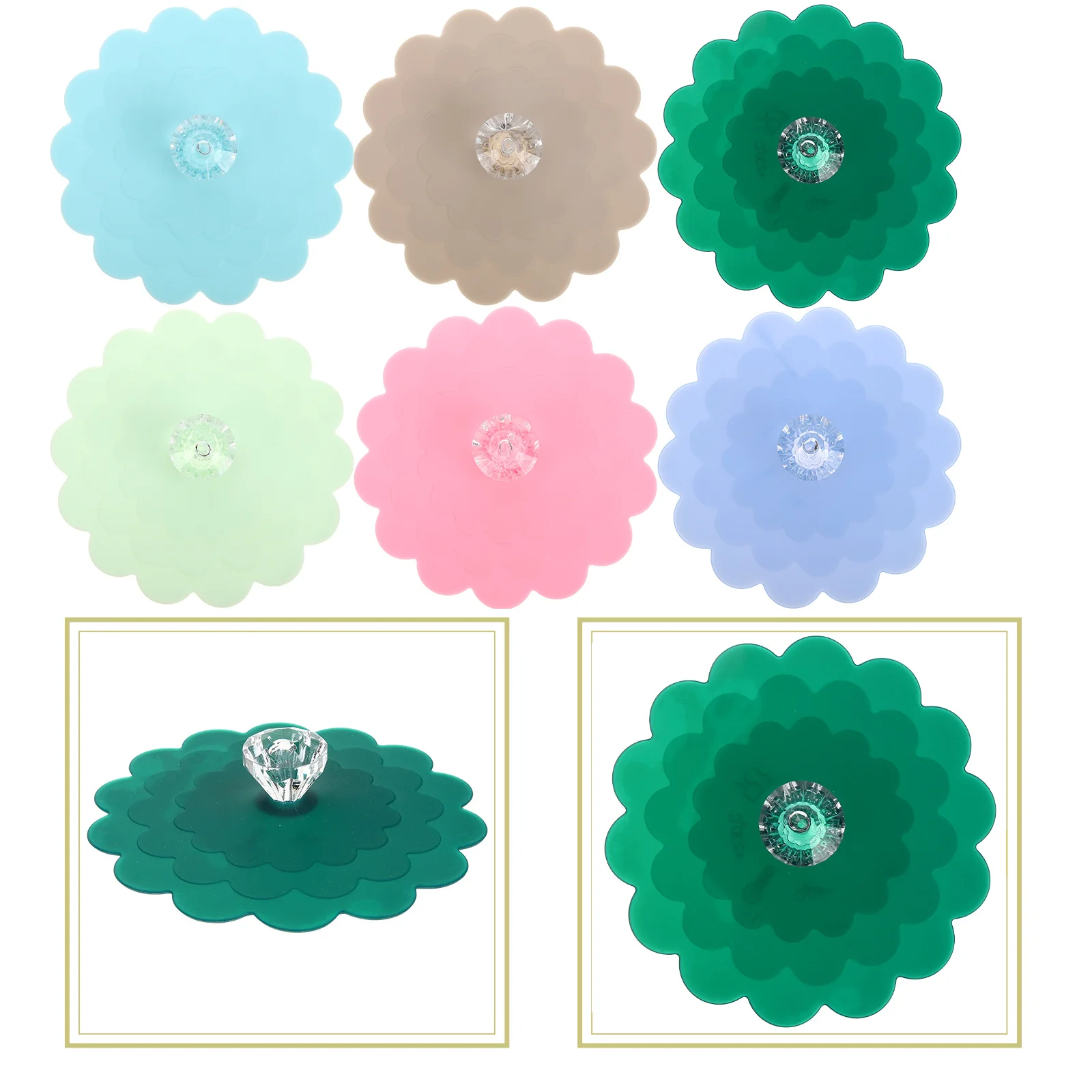 

6Pcs Silicone Cup Lids with Decorative Edge Reusable Leak Proof Mug Lid for Hot Cold Beverages Lightweight Portable Design