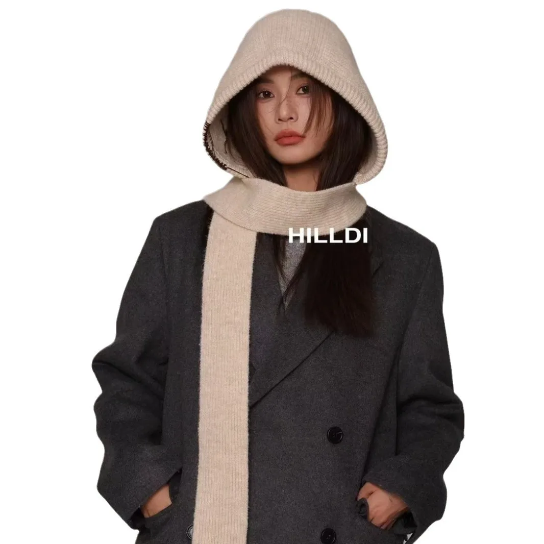 Balaklafa Hat Women's Retro Bow Scarf Hat Integrated Warm Ear Protection Outdoor Woolen Hat Knit Hat Czapka Zimowa 4m786