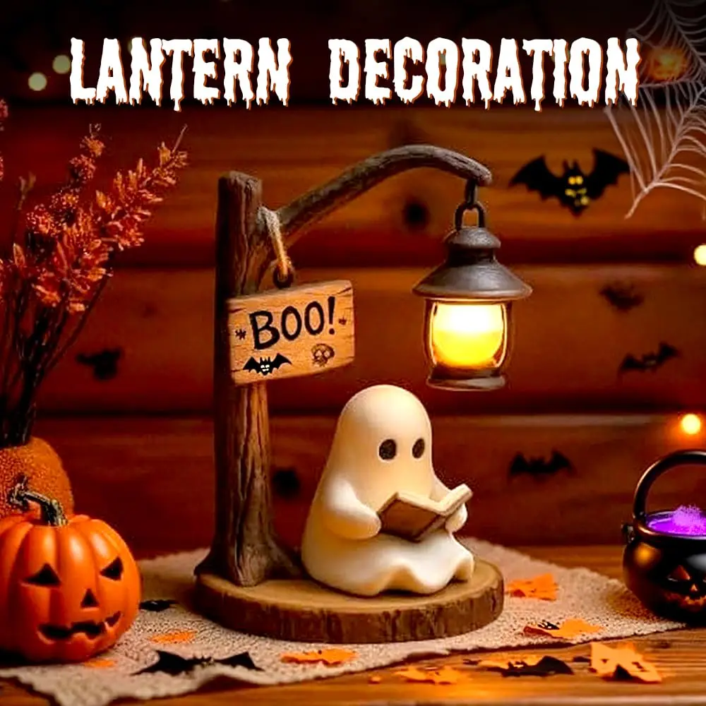3D Resin Halloween Ghost Reading Lantern Reading Corner Light Aesthetic Lantern For Indoor Living