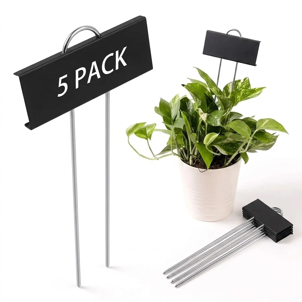 Waterproof 5PCS T Type Metal Plant Tag Sign Marker For Potted Tree Plants Labels Gardening Decorate Garden Accessories Supplies