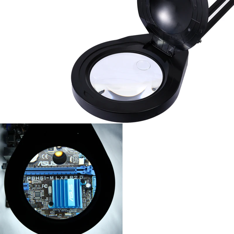 80 SMD 10X 20X Magnifying Glass Light with Stand Real Glass Lens 5.5 Diopter Magnifying Lamp, 3 Color light Modes for Close Work