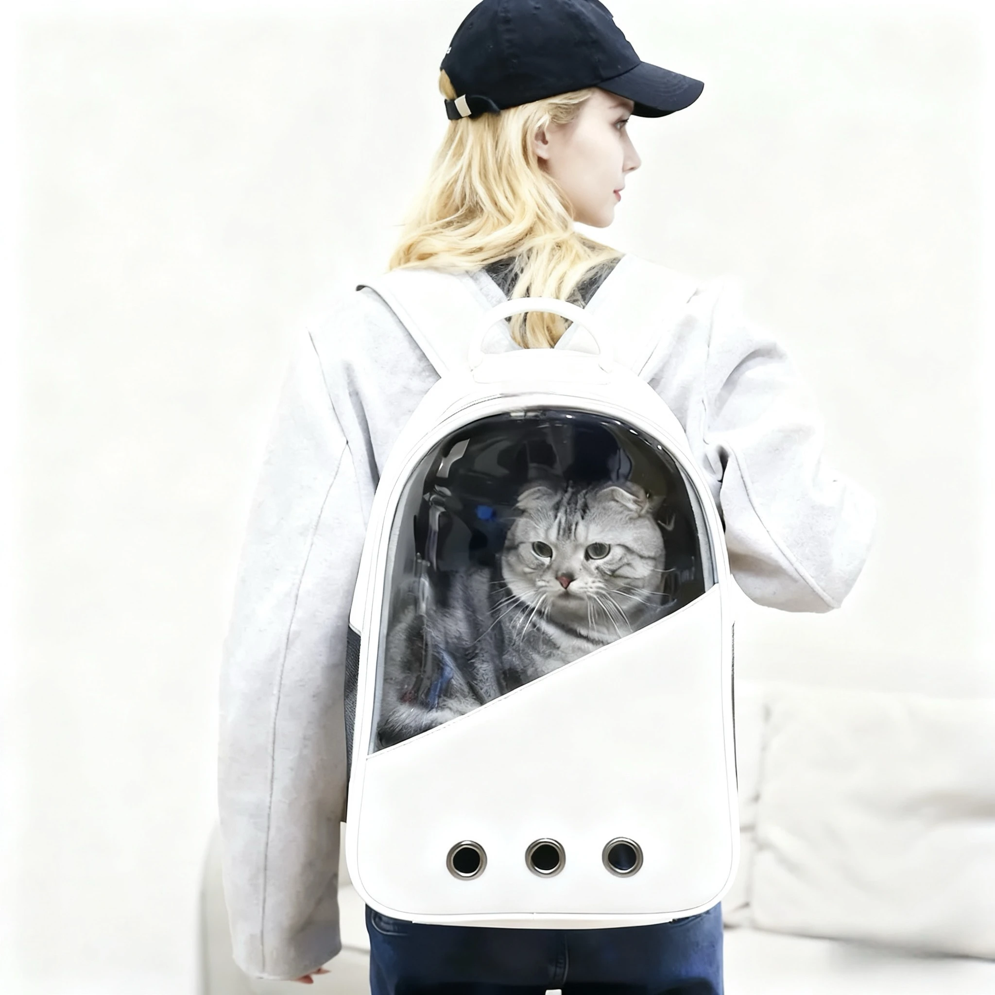 

Сумка-переноска для животных: дышащая, прозрачная, удобная, простая и портативная, рюкзак для кошек с вентиляционными отверстиями с обеих сторон.