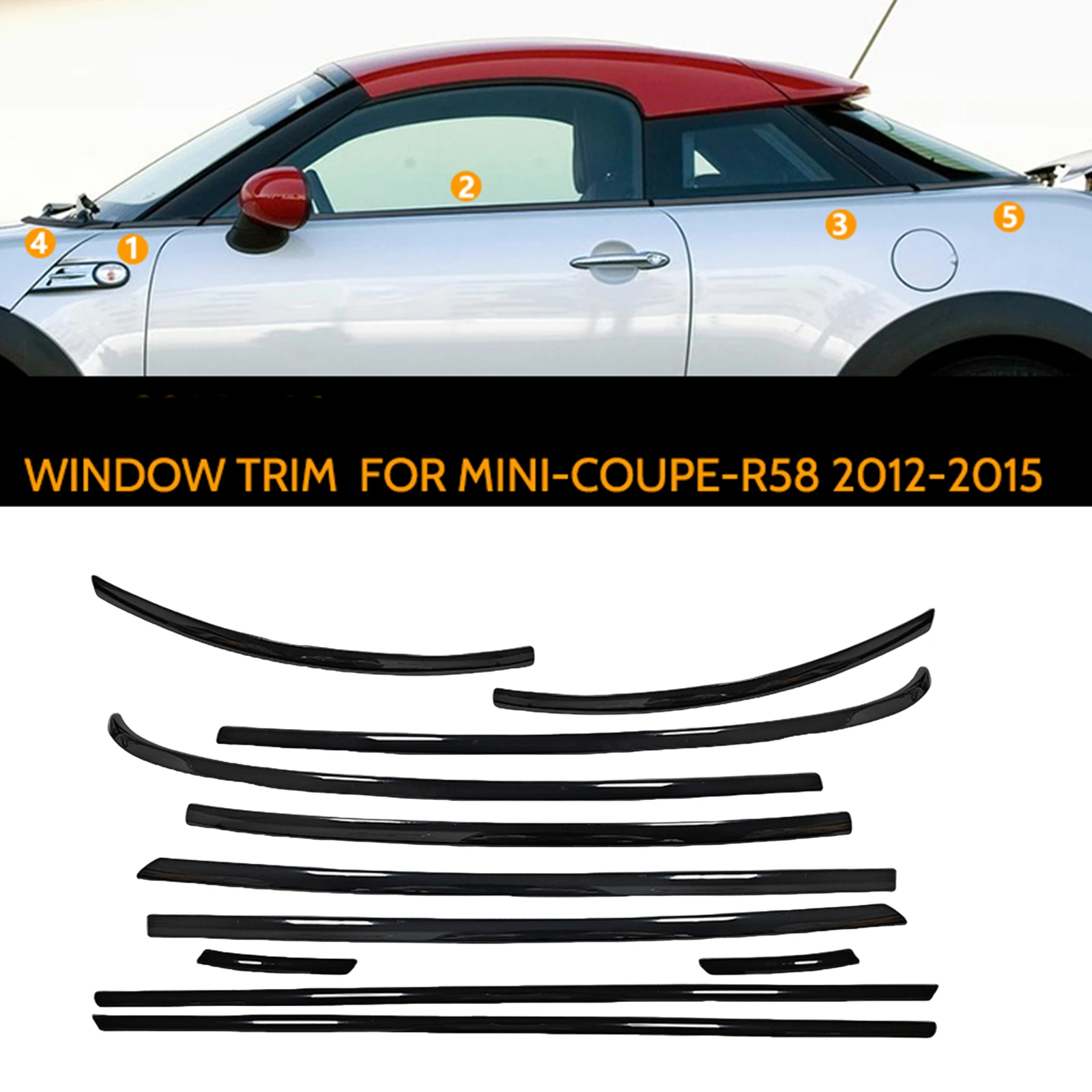 Car Exterior Window Trim Weatherstrips Chrome Black Side Moulding Seal Strips Decorative For Mini Cooper R58 Coupe 2012-2015