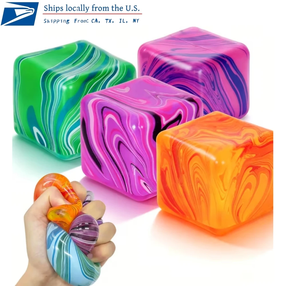 

1 шт. Ультрамягкий тактильный мяч-антистресс в форме полосатого квадрата, 3 цвета, медленно восстанавливающий форму, для тренировки концентрации внимания, для класса