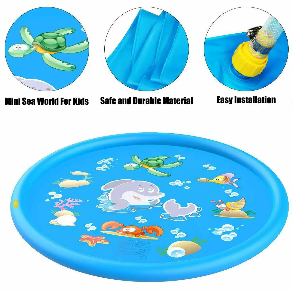 Children Play Spray Mat 100/150cm Beach Inflatable Water Sprinkler Pad Outdoor Game Toy Lawn Swimming Pool Mat Dolphin Fountain