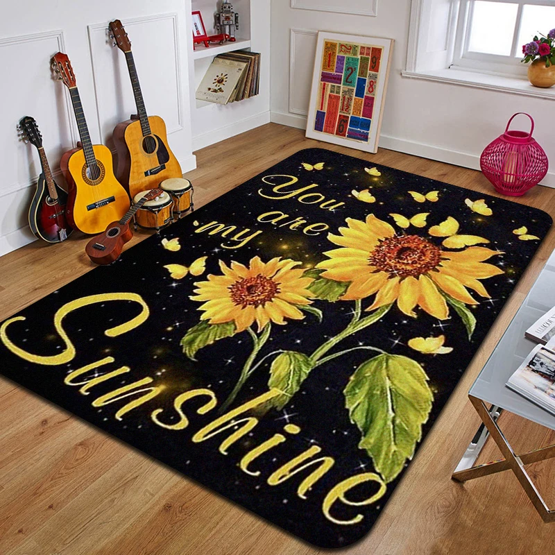 

S-Sunflower Printed Carpet Fashion Yoga Mat Non-Slip Carpet Bedroom Decoration Outdoor Carpet Bedroom Birthday Gift