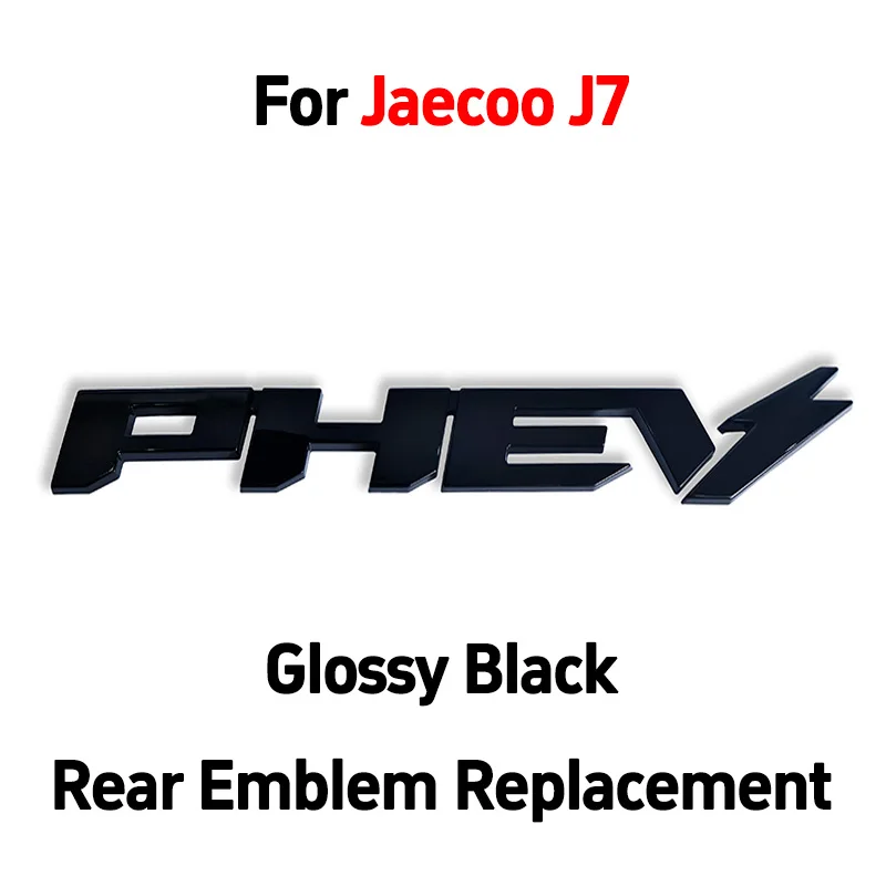 Emblemat na tylną klapę Jaecoo J7 Jaecoo 7 PHEV, czarny, samoprzylepny, błyszczący, zamiennik logo, akcesorium do stylizacji samochodu.