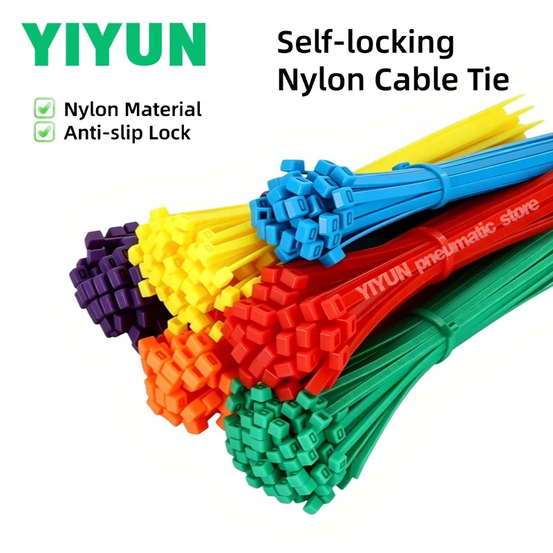 250-500pcs Self-locking Plastic Nylon Cable Tie Zip Ties for Wire Management Multi Color 3x100mm 3x150mm 4x200mm 4x300mm 5x150mm
