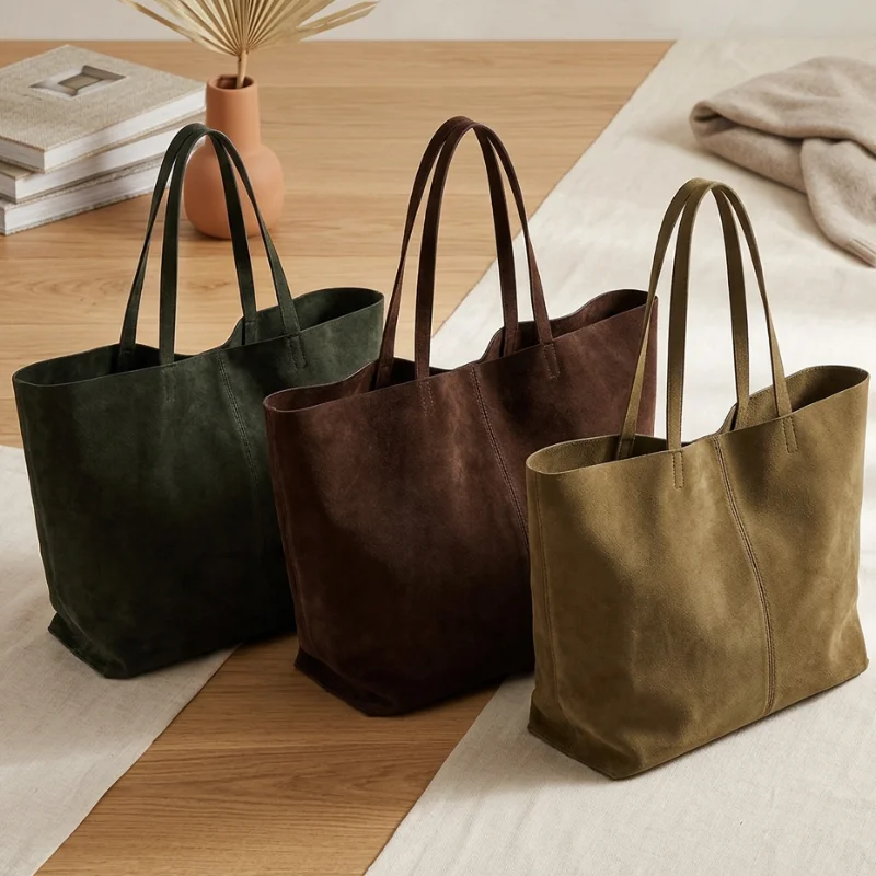 High End Matte Cowhide Tote Bag,soft Premium Large-capacity Luxury Commuter Bag Retro Stylish Casual Women's Shopping Travel Bag