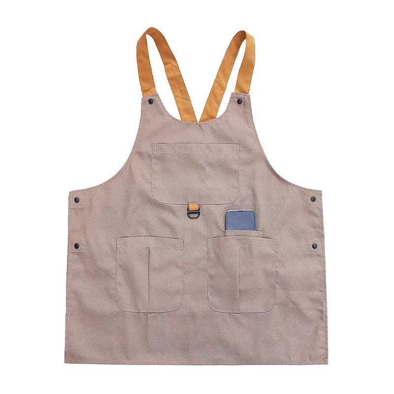 Fashionable No Tie Vest Apron With Snap Button Design at the Waist Anti Fouling Workwear Soft Canvas Waterproof Apron