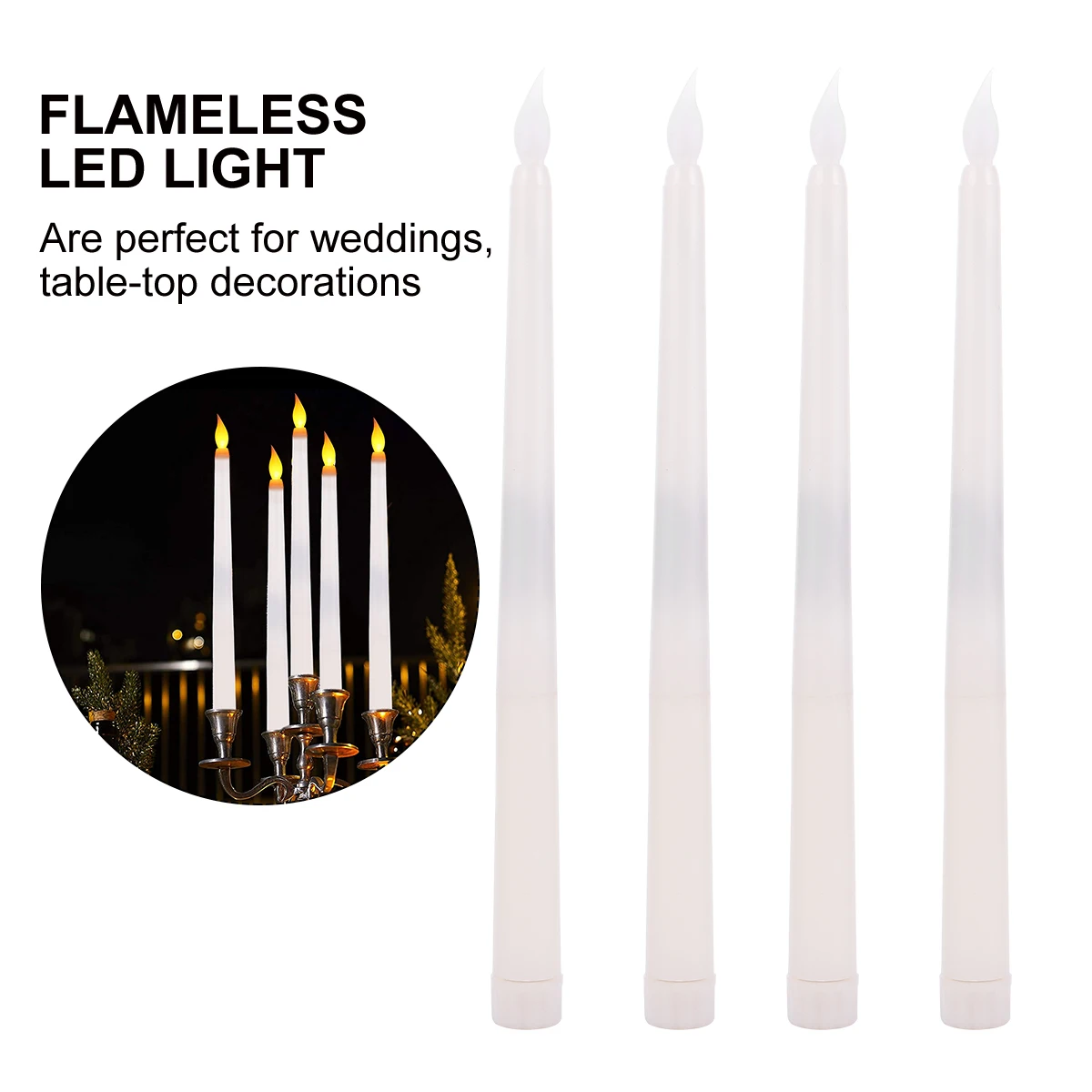 

4pcs LED Electronic C les Rechargeable Remote Control Operated Flameless Lamp Gifts Conical Shape Wax Free