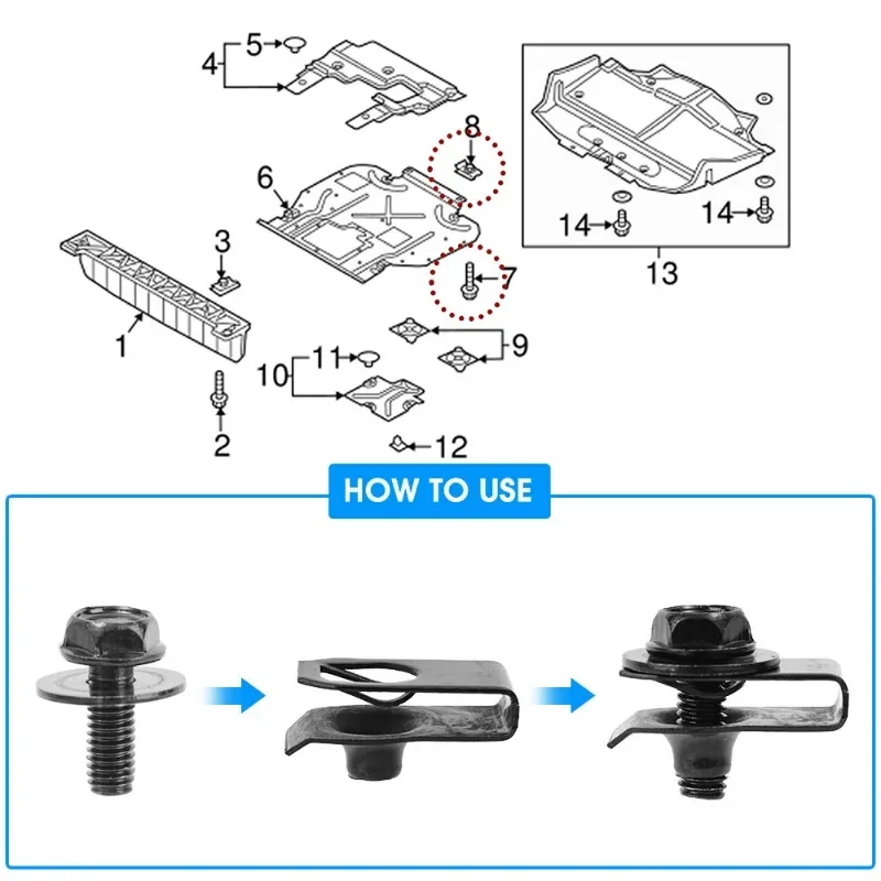 M4 M5 U Shape Metal Clips Car Self-Tapping Screws U-Clips Car Mudguard Trim Plate Fasteners Auto Automotive Modification Part