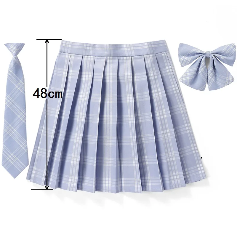 Women High Waist Pleated Skirt Plaid Necktie Summer New Harajuku Preppy Mini A Line Japanese School Uniforms Girls Kawaii Skirt