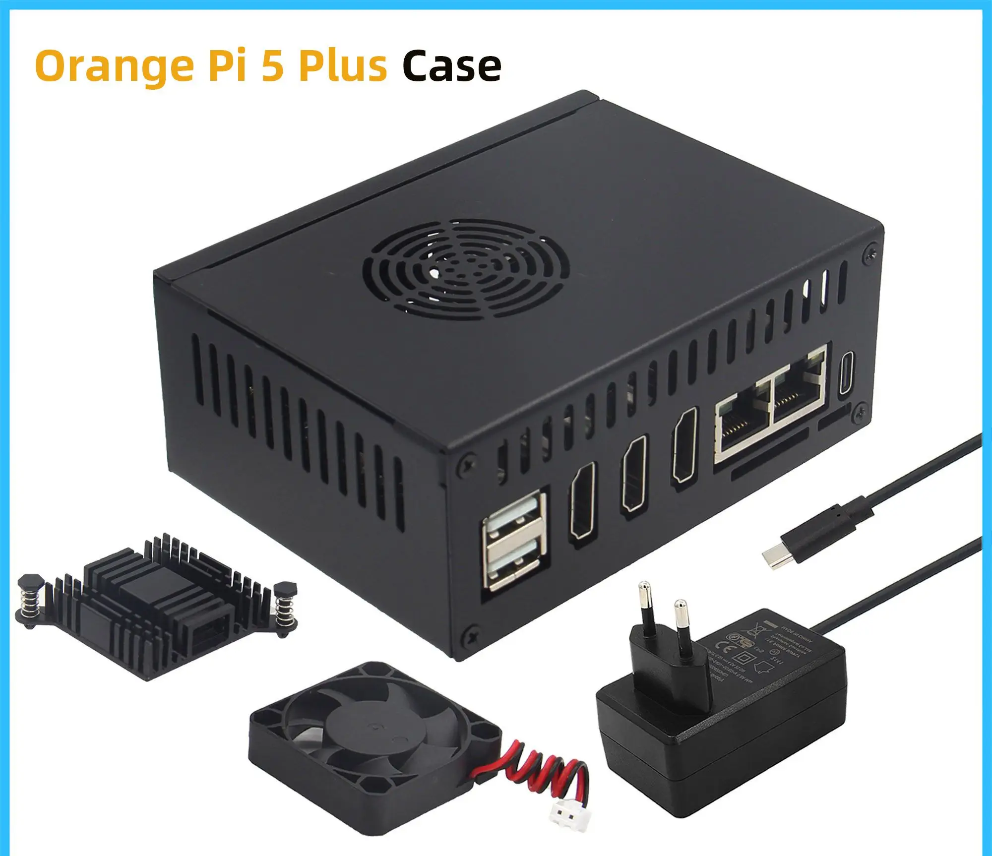 

Orange Pi 5 Plus чехол (N508) с 4010 вентилятором охлаждения и 10 мм алюминиевыми радиаторами и адаптером питания 5 в 4 а 20 Вт