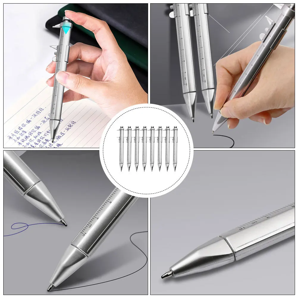 8Pcs Ruler Ballpoint Pen Portable Measuring Writing Tool for Student School Office Stationery Essentials Pen Students Stationery
