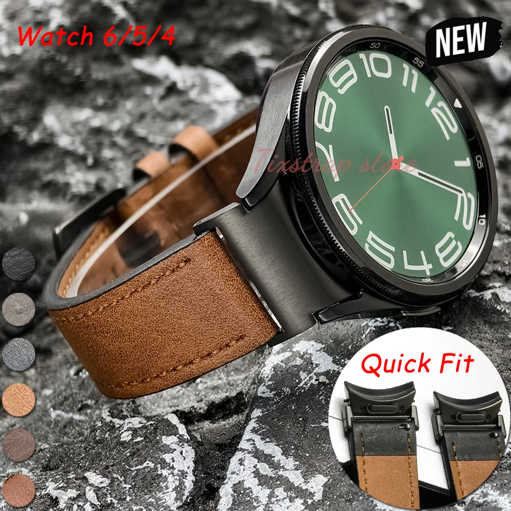 

Кожаный ремешок 20 мм для Samsung Galaxy Watch 6 5 4 40 44 мм для часов 5 pro 45 мм 6/4 classic 43 47 мм 42 46 мм Ремешок для часов