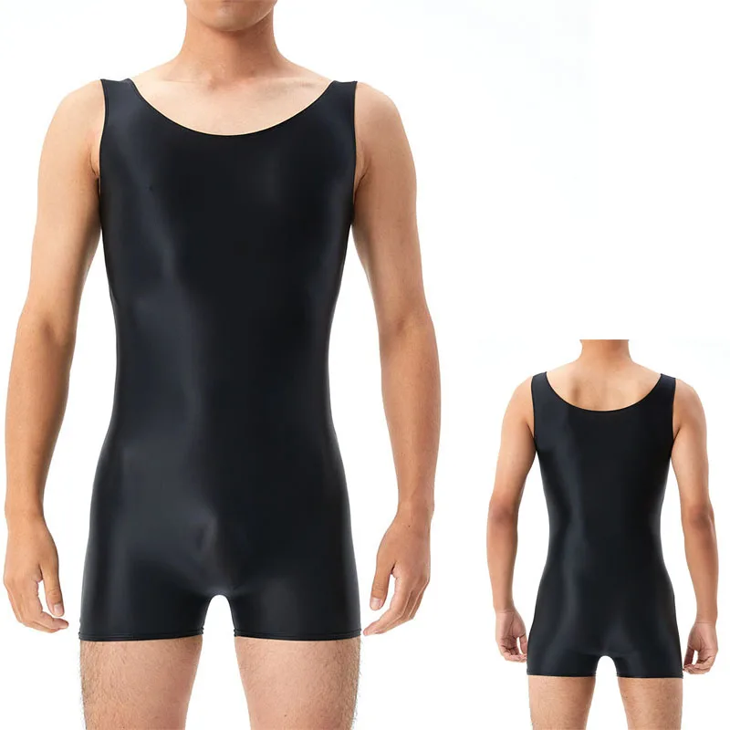 Mono ajustado para hombre, sin mangas, con diseño que realza las caderas, ideal como pijama, con tejido elástico y brillo, mono deportivo, chaleco, para entrenamiento físico, yoga y como leotardo.
