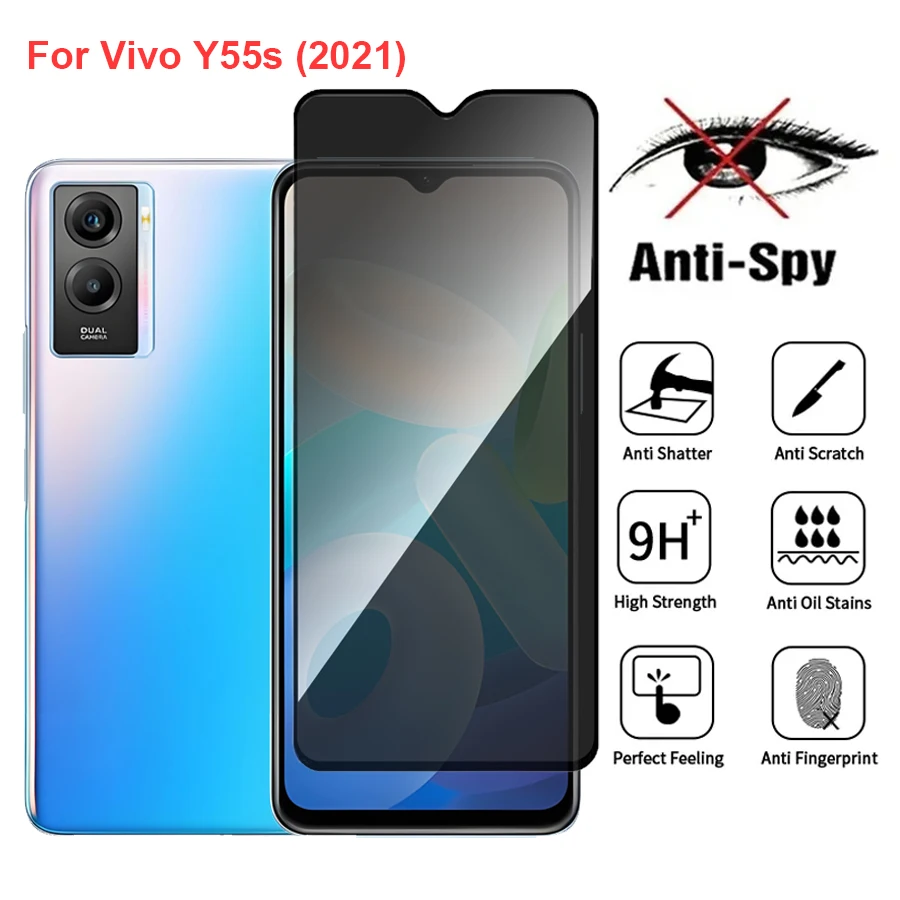 Для Vivo Y55s (2021) Защитная пленка из закаленного стекла с защитой от шпиона, совместимая с VivoY55s 2021, полное покрытие, пленка для телефона