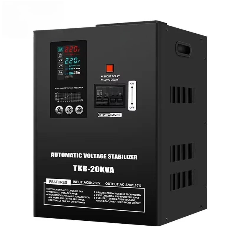 TKB Automatic Voltage Stabilizer Wall Mounted 15KVA/20KVA Single Phase 220V Wide Input 80-260V LCD Low Voltage Protection SVC