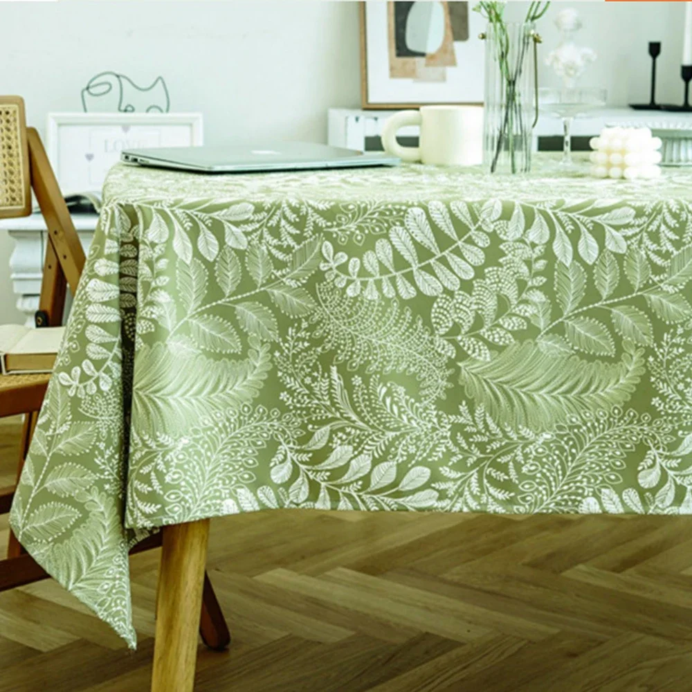 Spring Imprinting Waterproof Tablecloth Printed Green Plants Floral Garden Style Decoration Table Cloth Placemat Antifouling