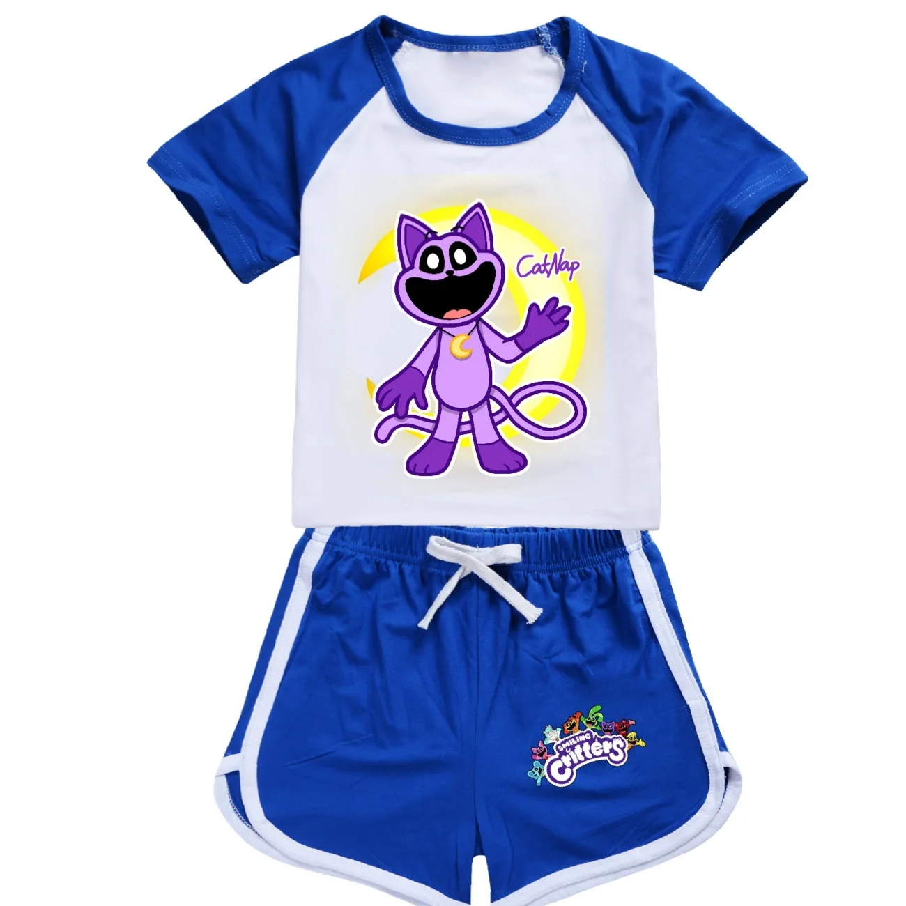 Smiling Critters Catnap Toddler Boy Clothes Summer Pajamas Cotton Short Sleeve TShirt+Shorts Costume Girls Casual Sportswear Set