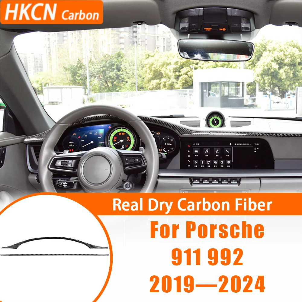 

Carbon Fiber Instrument Speedometer Top Strip Interior Cover Trim Modified Sticker Car Accessories For Porsche 911 992 2019—2024