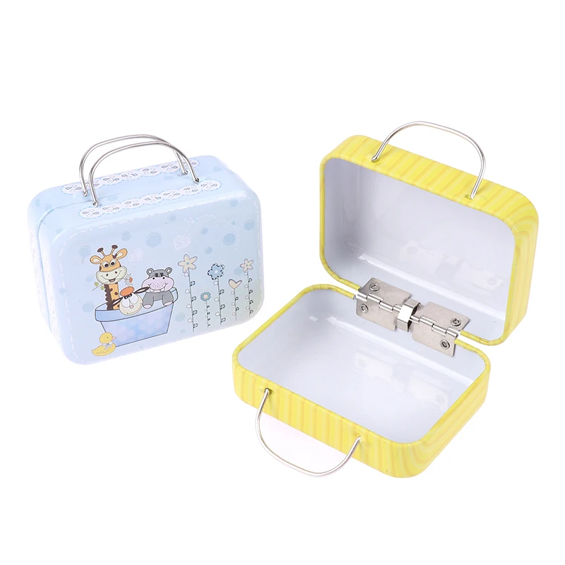 1 Pc Retro Storage Tin Mini Box Rectangular Suitcase Small Packaging Organizer Wedding Candy Boxes