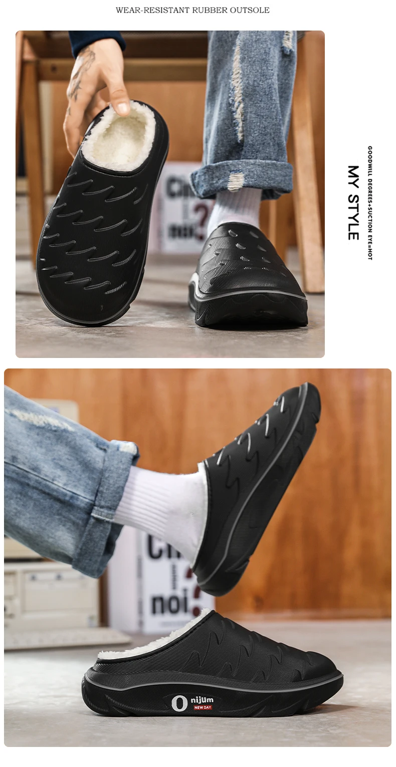 Herren- und Damen-Baumwollhausschuhe für Herbst und Winter, Geeignet für Innen- und Außenbereich, mit Zusatzfleece, Verdickt für W – Detail 12