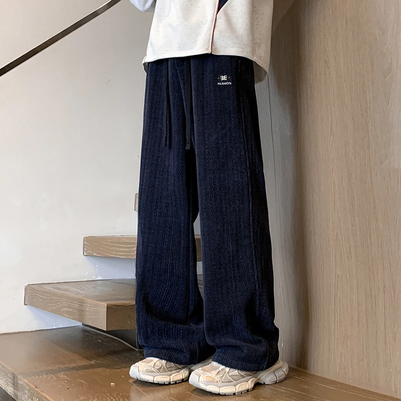 

Вельветовые повседневные брюки, мужские осенние новые прямые удобные толстые спортивные штаны на шнурке, свободные широкие уличные мужские брюки