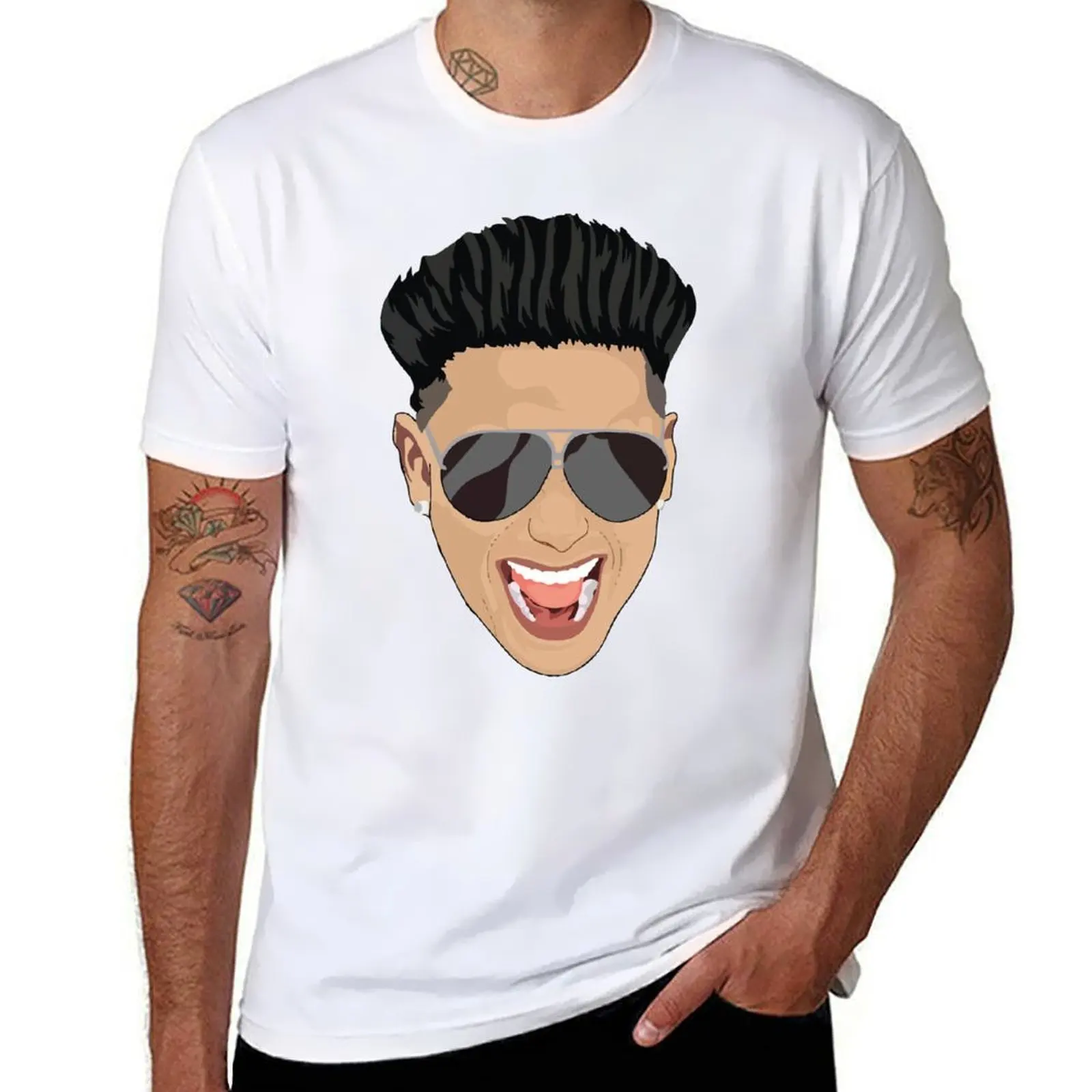 

Pauly D Face sticker as seen on Jersey Shore Family Vacation T-Shirt funny t shirts cotton T-Shirt