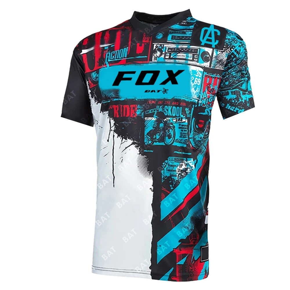 BAT FOX-Mountain Bike Camisetas para Homens, Downhill Jerseys, MTB Jersey, Offroad, DH Motocicleta Jersey, Motocross Sportwear, Vestuário