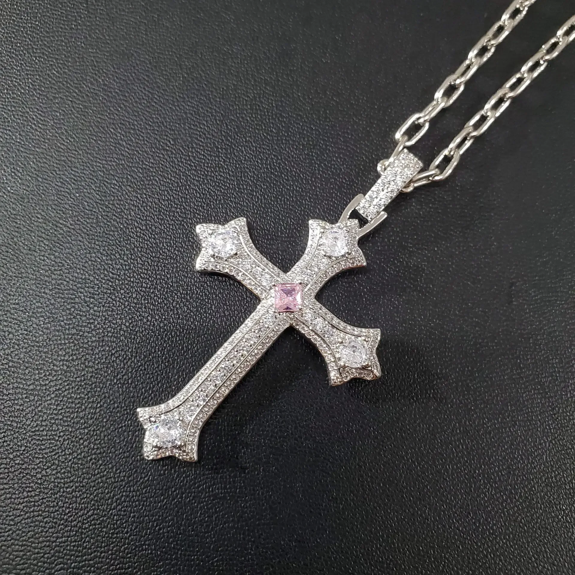 MDL 모이사나이트. 남성용 뉴 크로스 힙합 펜던트 18K 도금 지르코니아 펜던트 커플 목걸이