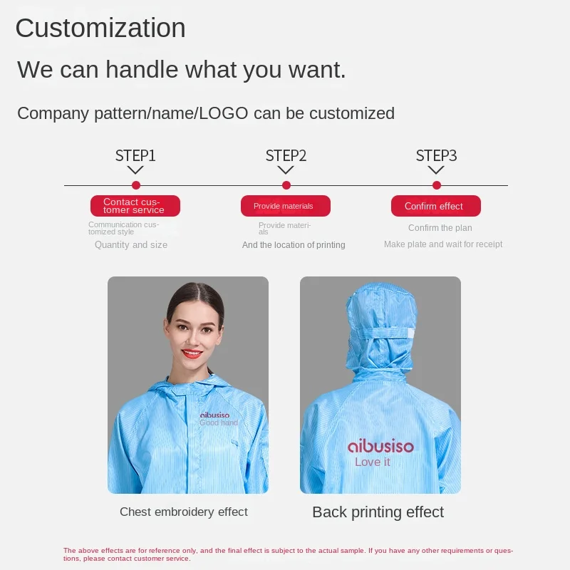 Electrostatic gown dust-proof protective overalls with zipper factory workshop Foxconn clean coat with cap blue and white