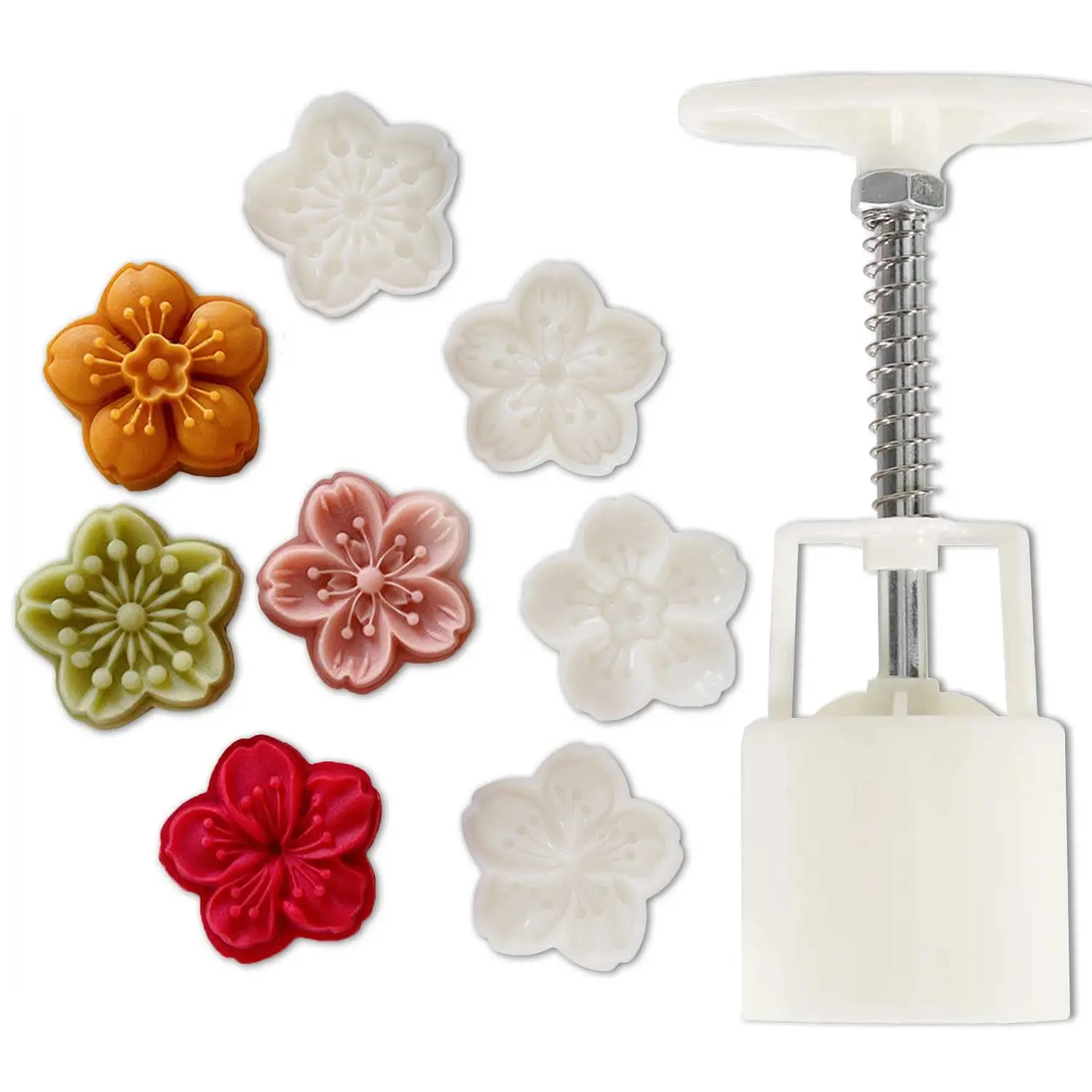 5 teile/satz Mooncake Schimmel Kirschblüte Blumen Sakura Muster Briefmarken Handpresse Schimmel Kolben Gebäck Werkzeuge Mitte Herbst Festival