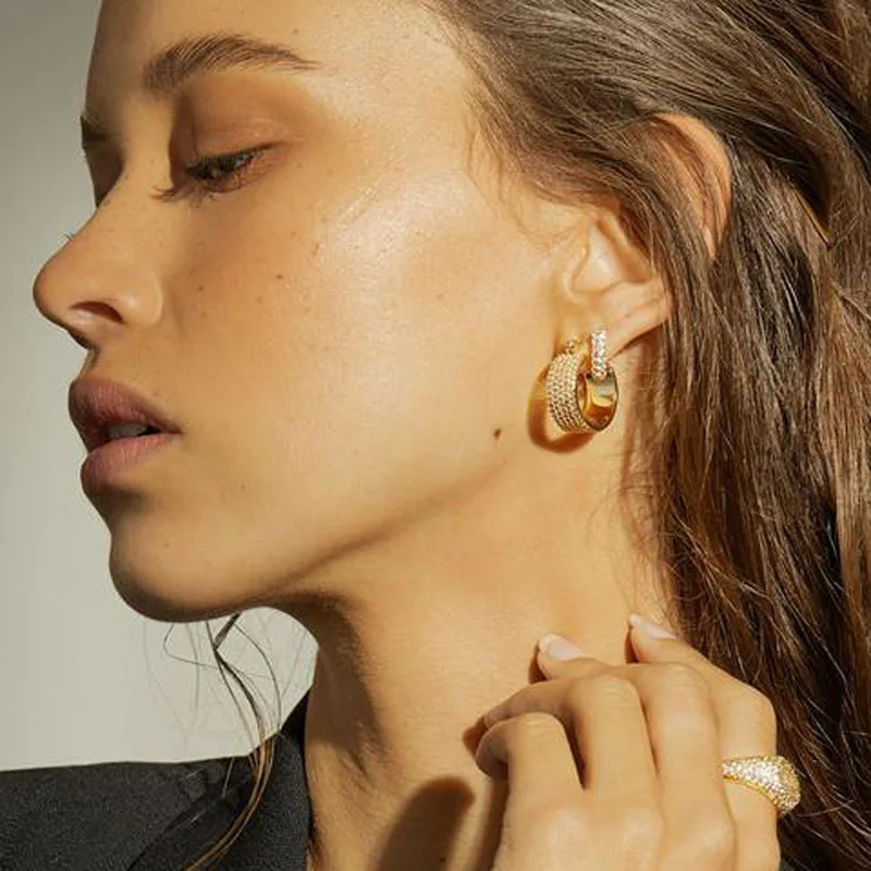 Withered Ins Cool Style French Wide Circle European And American Earrings Female Jewelry Earrings Women's Earrings Ear Cuffs