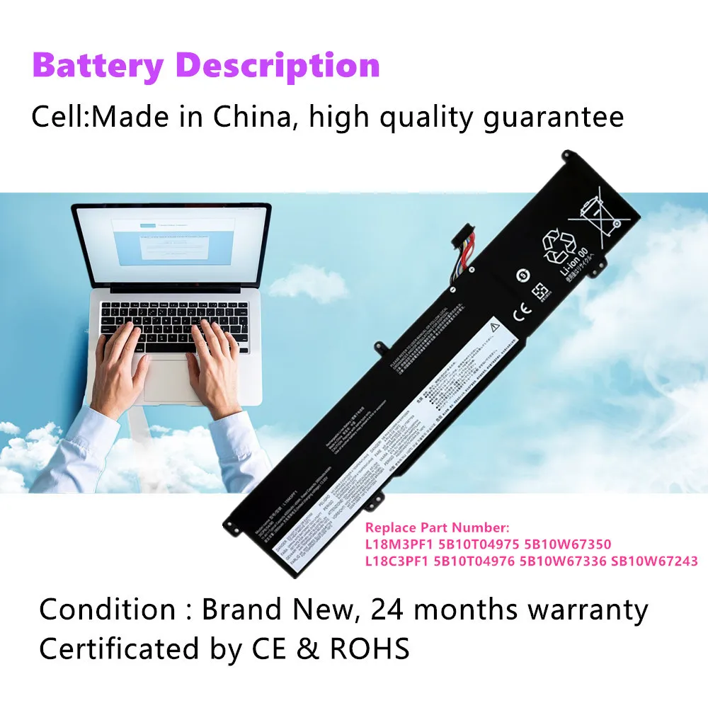 

Аккумулятор для ноутбука 11,4 В 45 Втч для Lenovo ideapad L340-15IRH L340-17IRH Gaming L18M3PF1 L18C3PF1