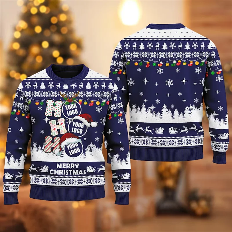 

Christmas Sweater Custom Logo 3D Printed Man Ugly Christmas Sweater Diy Design Sweatshirt Custom Image Pullovers Unisex Tops