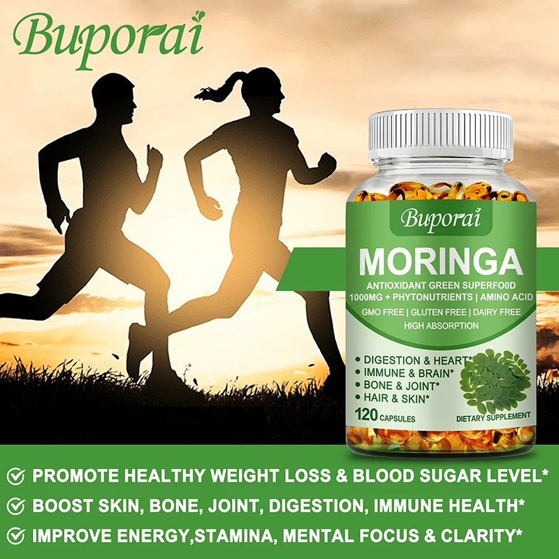 Moringa Capsules 1000mg - Supports Immune and Digestive Health, Boosts Energy Levels, Antioxidant