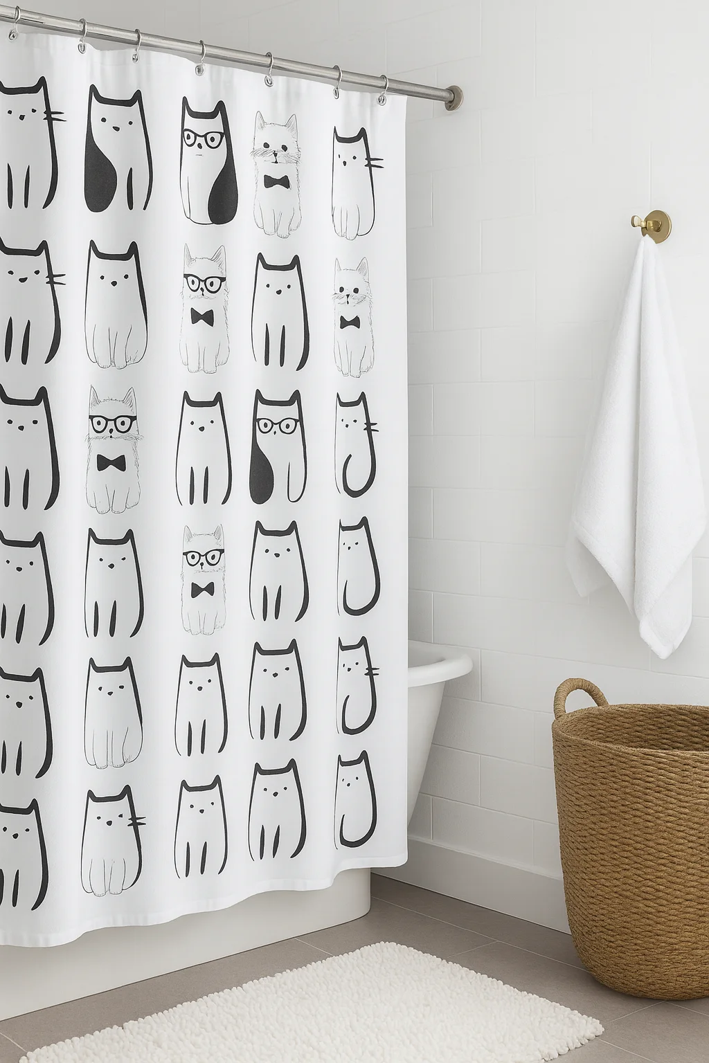 

Босс домашнее животное кошка собака водонепроницаемый органический декор для ванной комнаты полиэфирная ткань утяжеленная нижняя занавеска для душа 72x72lNbath