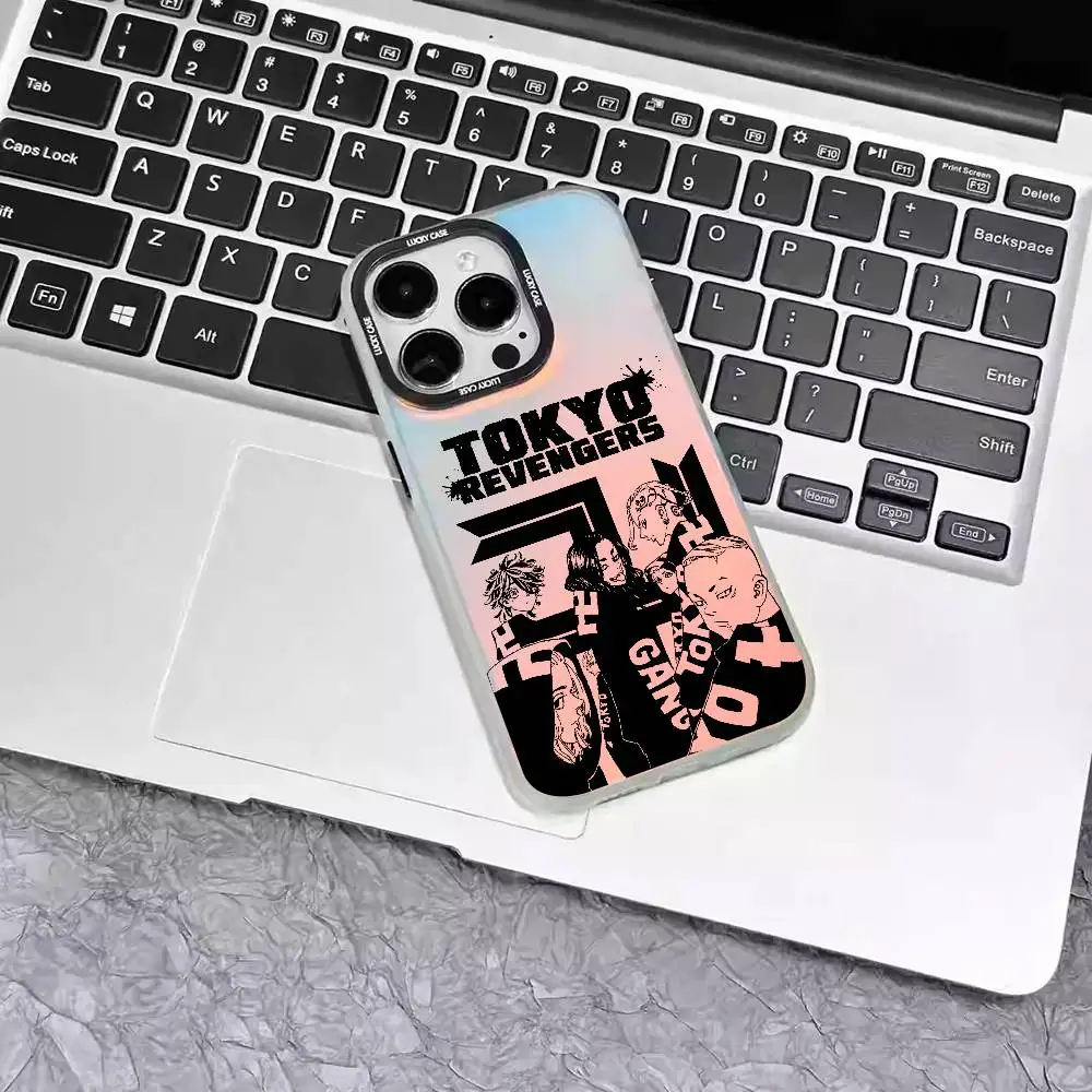 Coque de téléphone dessin animé t-tokyo vengeance-s, 1 pièce, Laser IMD couleur argent, coque pour IPhone 17 16 15 14 13 12 11 Air Pro Max Plus