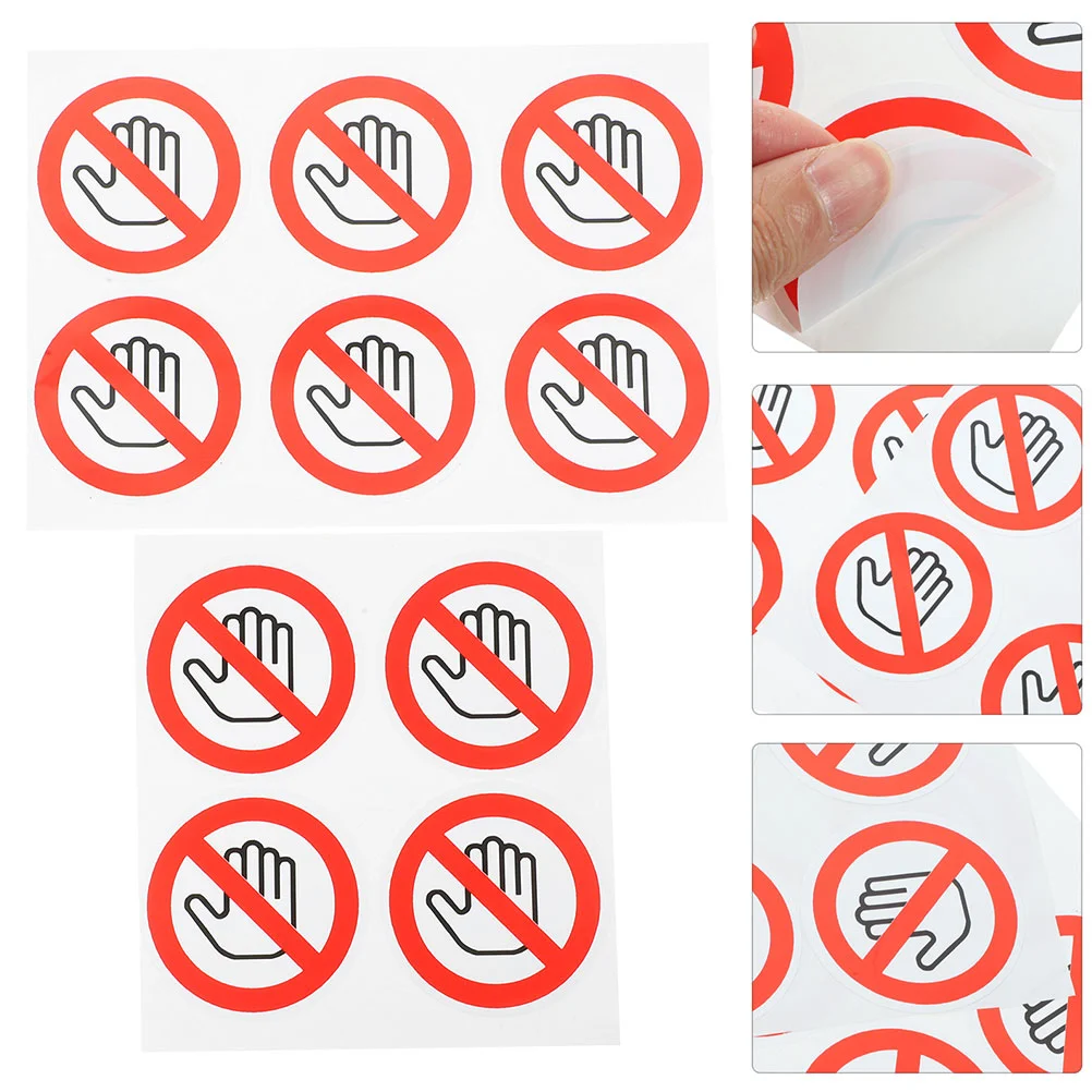 

10 Pcs The Sign No Touching Label Labels Warning Automatic Door Signs Self-adhesive Vinyl Dont Not Sticker