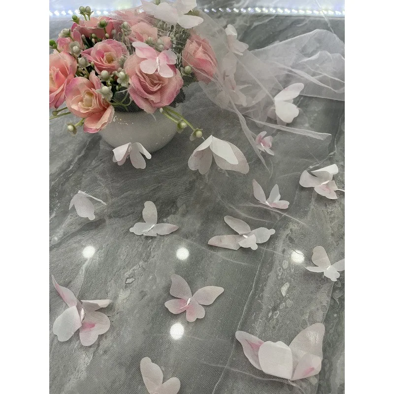 

2 Yards Five Color Options, Three-dimensional Butterfly Mesh Embroidery Lace Decal Fabric DIY Clothing Decoration Accessories