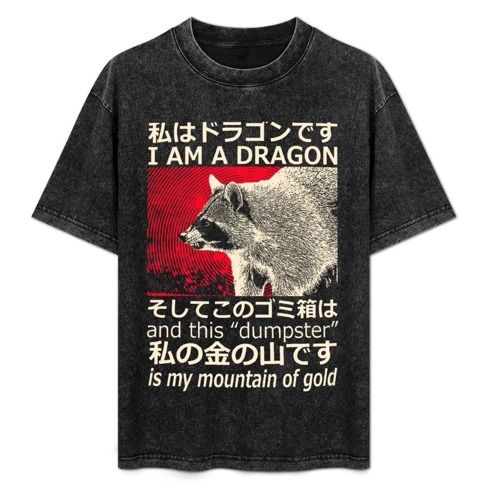 Dragon Raccoon Japanese T-Shirt Work Comfort T-Shirt for Men