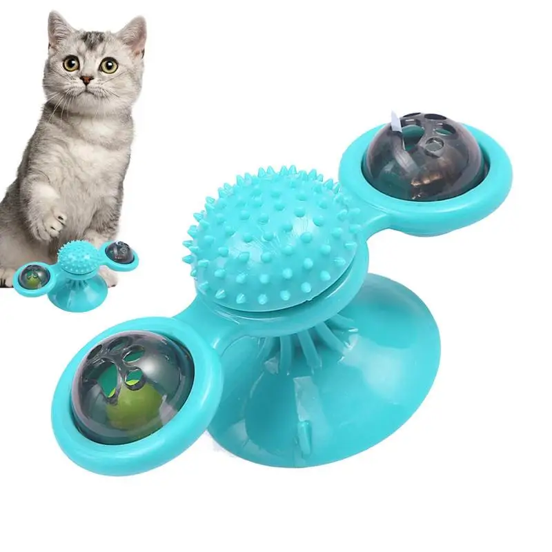 Windmill Cat Toy Interactive Pet Toys for Cats Puzzle Cat Game Toy With Whirligig Turntable for Kitten Brush Teeth Pet Supplies