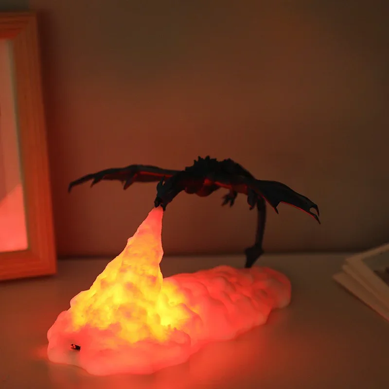 

Fire-breathing dragon nighttable lamp ornament decoration mushroom cloud nuclear bomb lamp volcanic magma dragon atmosphere lamp