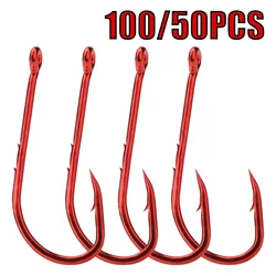 100/50PCS fishing hooks, high carbon steel fishing hooks