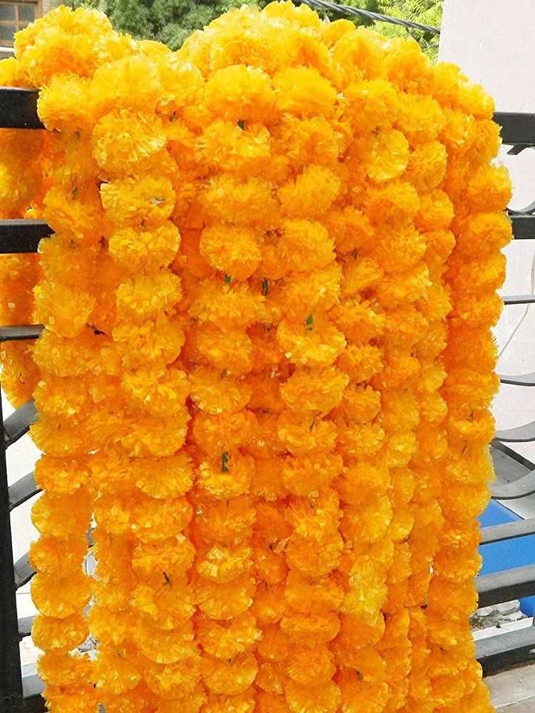 1 Stück Künstliche Ringelblumen-Girlande 1,5M für Party-Diwali-Dekoration Lange Stränge Ringelblumen Hochzeits- und Weihnachtsdekoration – Detail 3