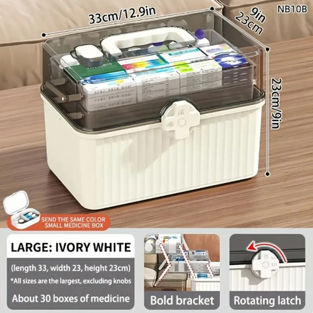 Large Capacity Family Medicine Organizer Box Portable First Aid Kit Medicine Storage Boxes Organizers Plastic Organizing Home