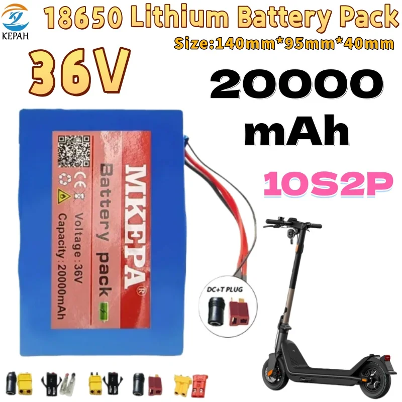 

36V 10S2P 20Ah rechargeable battery with BMS suitable for 42V commuting tools, built-in 18650 lithium battery pack